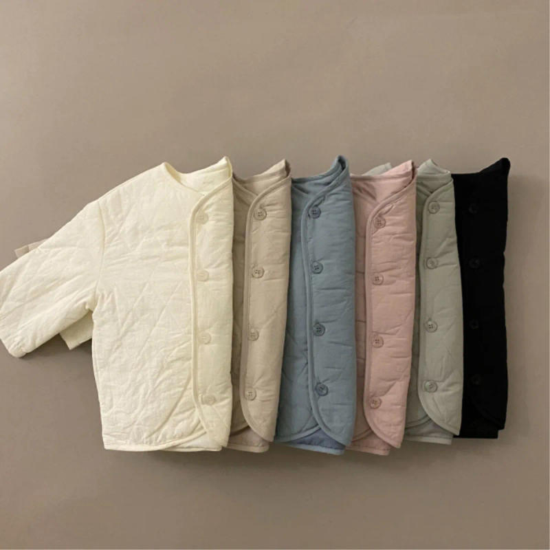 Description Picture 4 of item2025 Autumn New Baby Long Sleeve Coat Cotton Boys Girls Thin Padded Jacket Infant Toddler Solid Casual Cardigan Baby Clothes