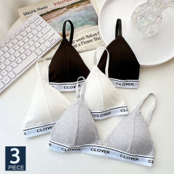 FINETOO 3Pcs/Set Print Letter Tops Women'S Bra Crop Top Summer Camis Vest Boob Tube Beauty Back Suspenders With Pad Bralette