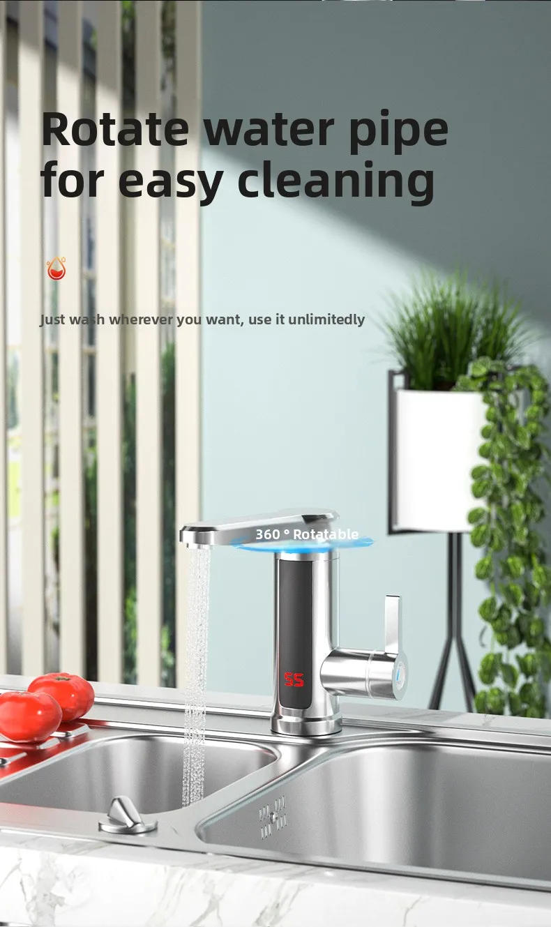 Description Picture 5 of item3000W 220V Electric Kitchen Water Heater 360Â° Heater Cold Heating Faucet Stainless Steel Tap Bathroom Instant Heater Faucet