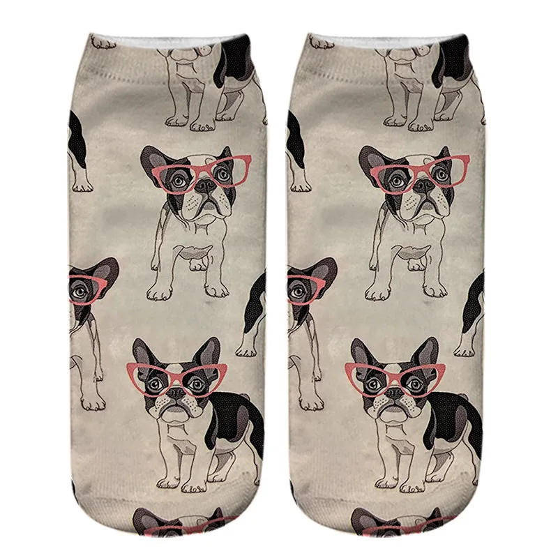 Description Picture 6 of itemKawaii 3D Pug Dog Print Short Socks Cotton Fashion Cute Japanese Soft Women Kawaii Animal Dogs Slippers Socks