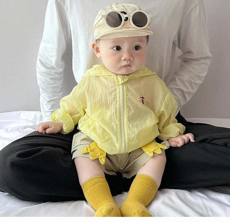 Description Picture 2 of itemChildren's Summer Sunscreen Suit Set, Summer Baby Super Cute Cartoon Thin Breathable Air Conditioning Suit Hooded Jacket