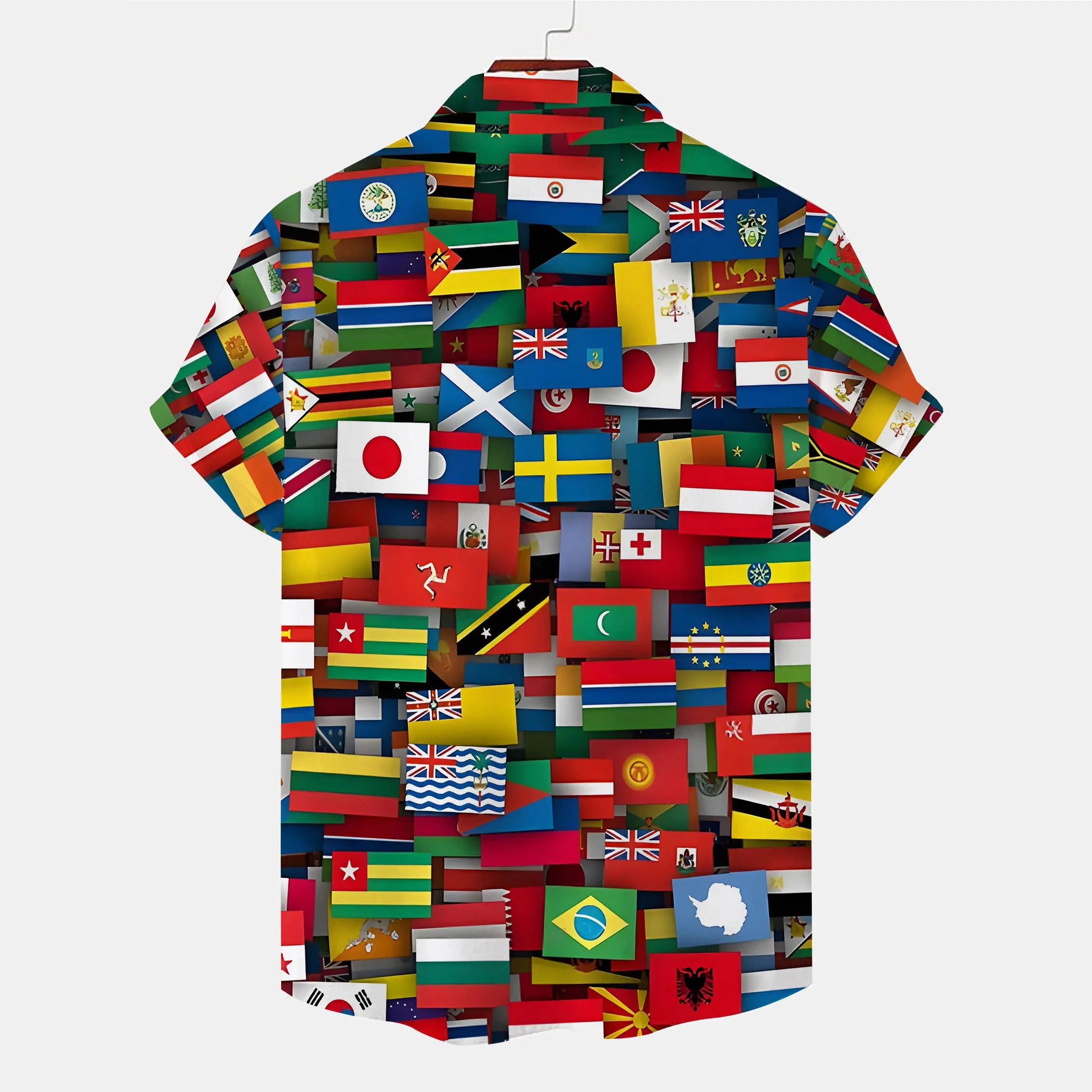 Description Picture 5 of itemNew fashion casual men's short sleeved shirt with national flag lining, 3D digital printing, comfortable shirt, hot selling item