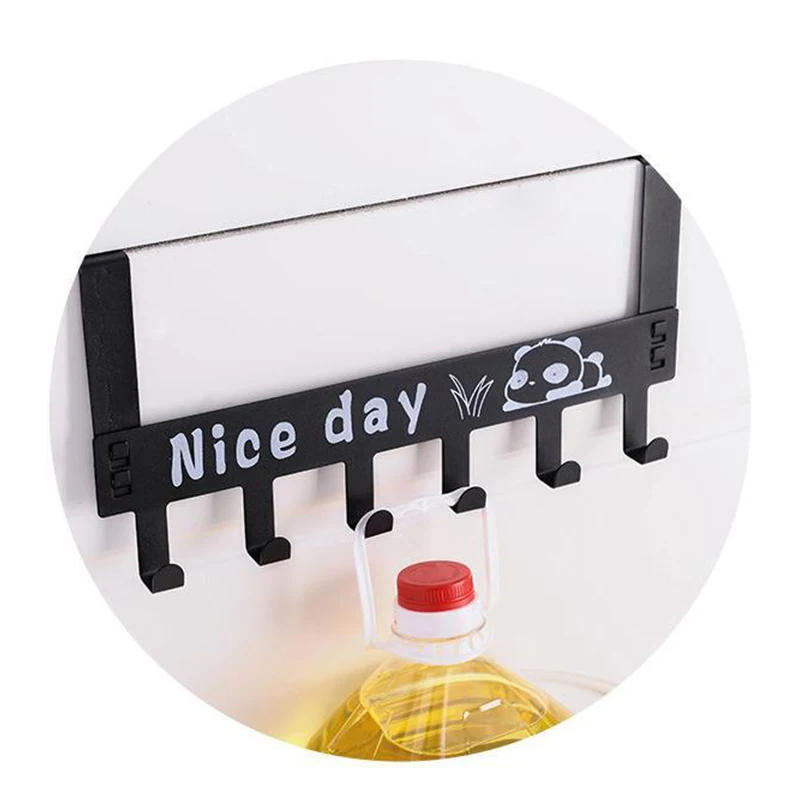 Description Picture 6 of itemOver Door Hook Hanger,Metal Towel Rack Behind Door Organizer with 6 Hook for Bathroom,Black Multi-functional Holder for Coat Bag