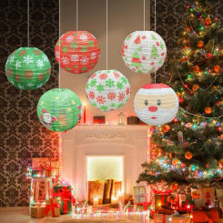 Christmas Paper Lantern Colorful Snowflake Snowman Santa Claus Deer Decoration Festive Props for Christmas Home Party