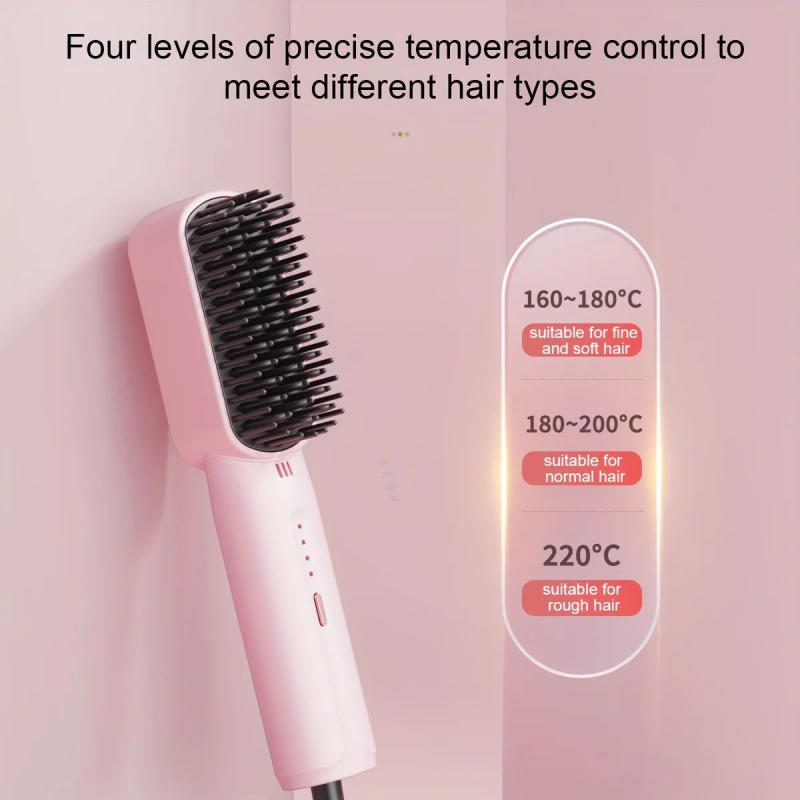 Description Picture 4 of item2 in 1 Portable Mini Hair Straightener Negative Ion Straight Hair Comb Brush Flat Iron Hair Straightener Fasted Heat 4 Speeds
