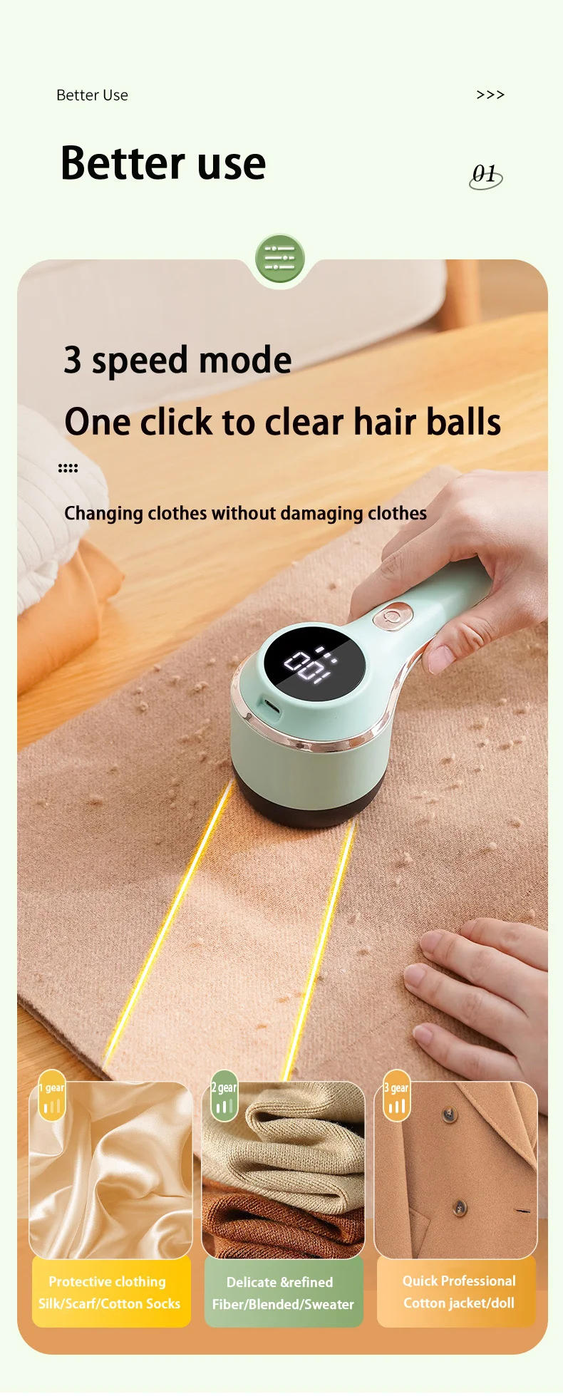 Description Picture 5 of itemPortable Lint Remover for Clothing Fabric Shaver Rechargable Electric Sweater Clothes Take Out Lint Fluff Pellet Remover Machine