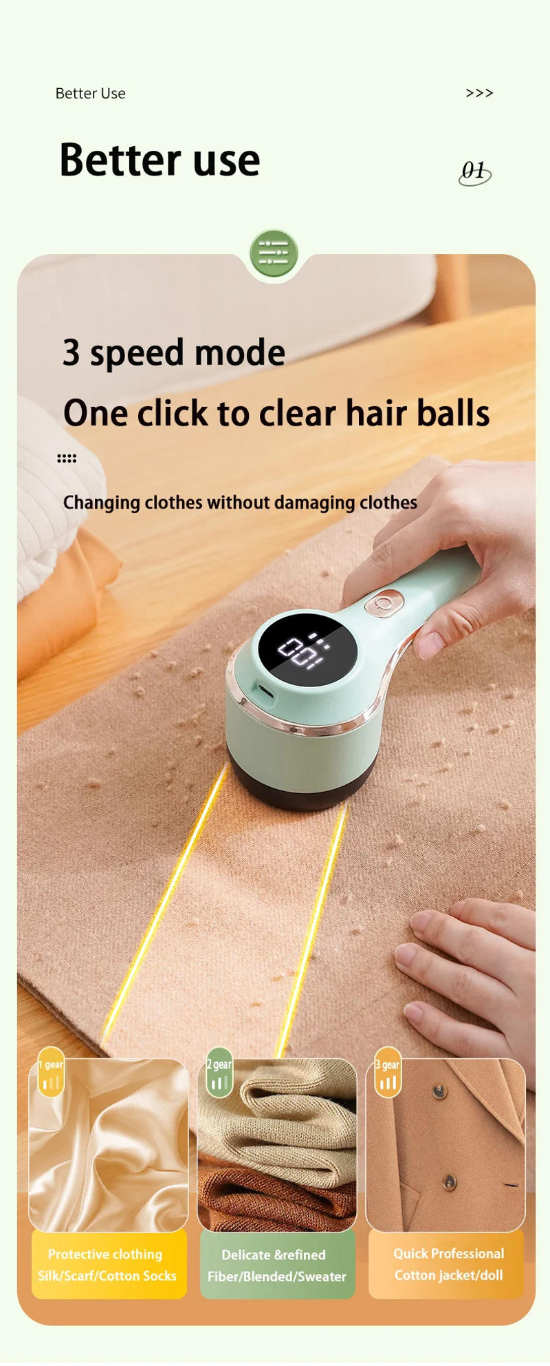 Description Picture 5 of itemPortable Lint Remover for Clothing Fabric Shaver Rechargable Electric Sweater Clothes Take Out Lint Fluff Pellet Remover Machine