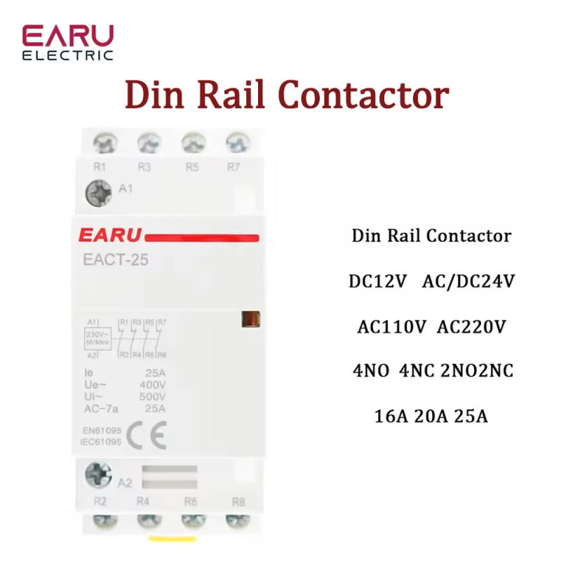 Description Picture 4 of item4P 16-25A AC 220V 230V 50/60Hz Din Rail Household AC Modular Contactor Switch Controller 4NO 4NC 2NO 2NC Smart Home House Hotel