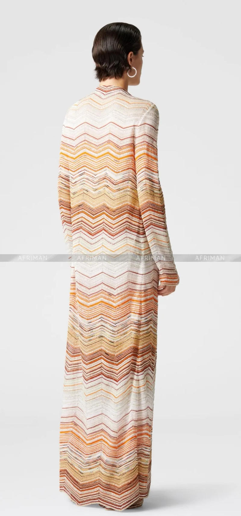 Description Picture 5 of itemWomen Chevron Striped Sequined Long Knit Cardigans Coat