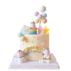 Unicorn Girl Cake Topper Kids One Year Old Birthday Party Supplies Rainbow Unicorn Theme Girl's 16th Birthday Cupcake Decoration