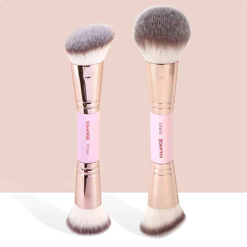 Description Picture 2 of itemMAANGE 2PCS Foundation Makeup Brush Double-ended Flat/Angle Top Contour Brush for Beauty Blending Liquid Powder Concealer Cream