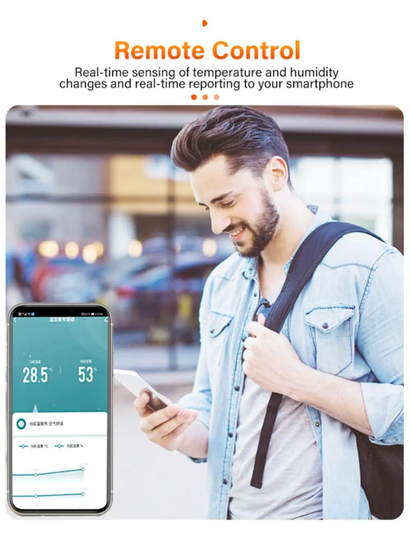 Description Picture 4 of itemAubess Tuya Zigbee WiFi Smart Temperature And Humidity Sensor Smart Home Indoor Hygrometer Remote Control Alexa Google Home