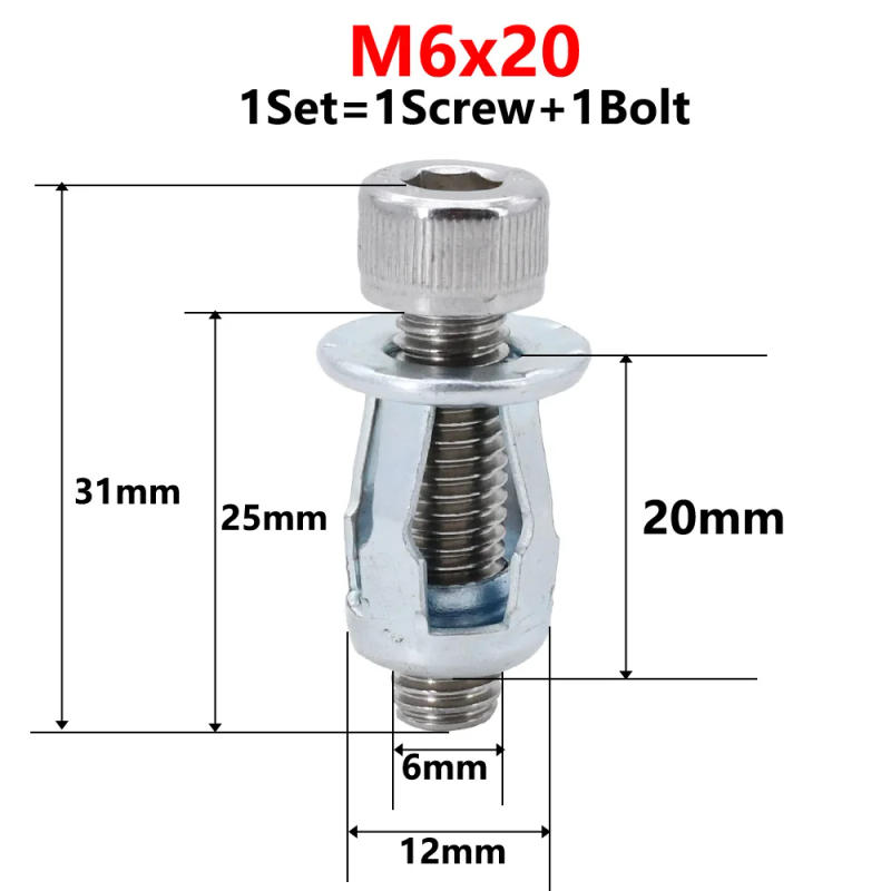 Description Picture 6 of itemM4 M5 M6 Petal Shape Metal Rivet Nut Expansion Clamp Panel License Plate Lock Fixing Screw Bolt Kit Molly Jack Nuts Rivetnut