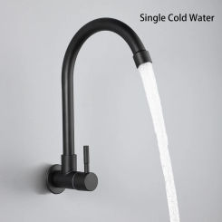 ULA Black Kitchen Faucet Wall Mounted Flexible Faucet Stainless Steel Only Cold Water Sink Faucet Kitchen Water Tap Nozzle