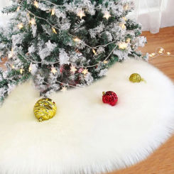 38/68cm Christmas Tree Skirt Round Plush Xmas Trees Base Cover Carpet Mat Ornament For Home New Year Party Decoration Supplies