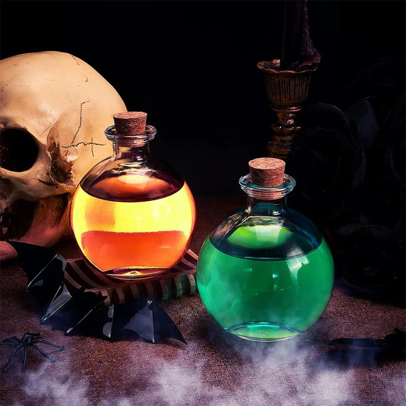 Description Picture 5 of itemSpherical Potion Bottles Round Glass Bottles Clear Potion Jars Large Decorative Bottles Vases for Halloween Christmas Costume