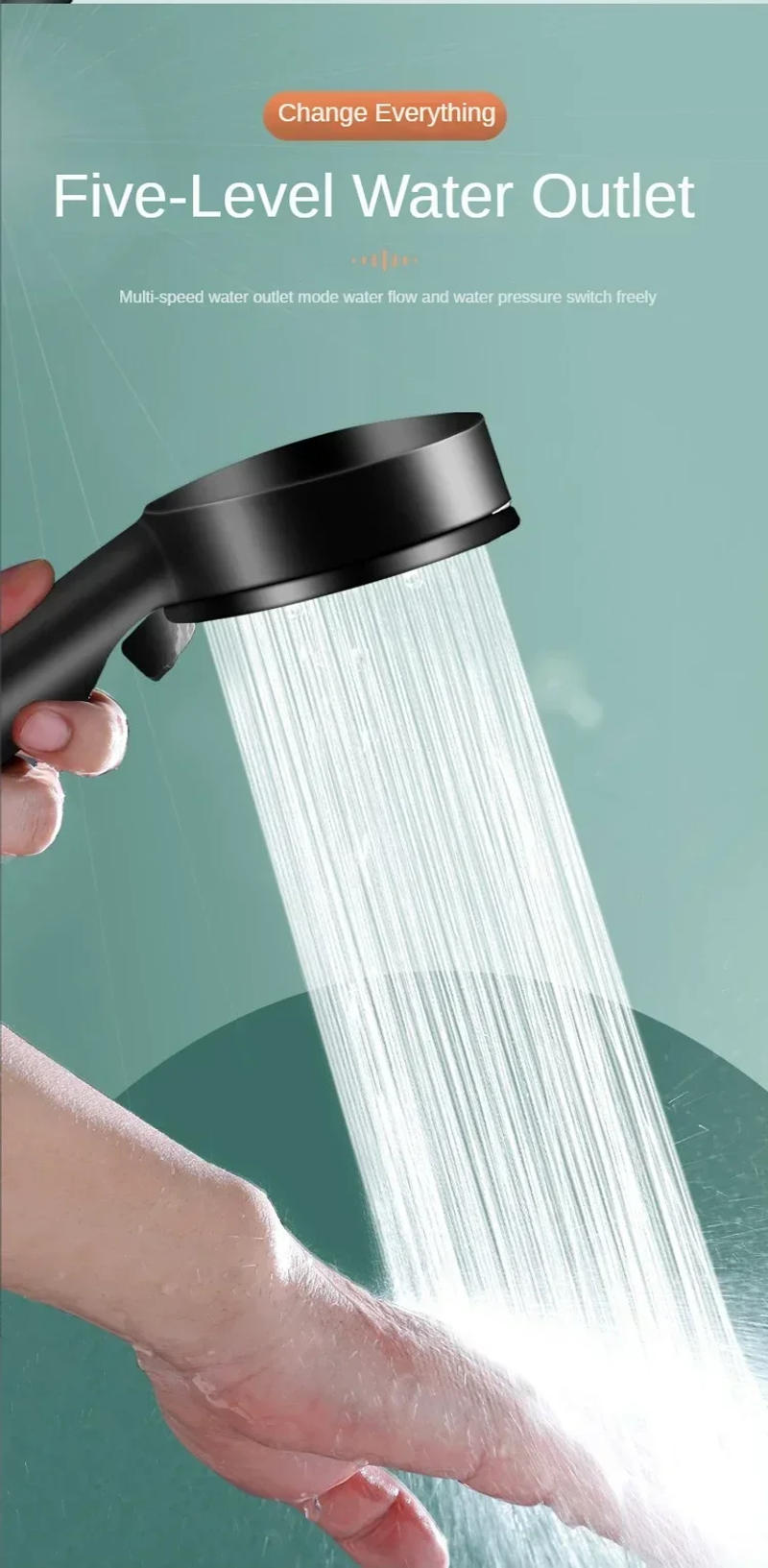 Description Picture 6 of item5 Modes Shower Head High Pressure Shower Head Water Saving Adjustable High Pressure Shower Head Set Bathroom Accessories