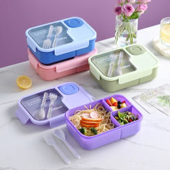 Bento Lunch Box For Kids Cartoon Students Cute Heated 3 Grid Sandwich Snack Lunch Box Special Canteen Food Storage