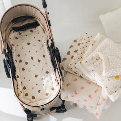 Muslin Baby Stroller Cushion Soft Baby Blanket with Dotted Backing Baby Carriage Pram Cotton-padded Mattress 40*80cm