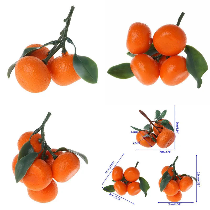 Description Picture 3 of item1 Stem Artificial Fruit Tangerine Decorative Fruit And Vegetables Kitchen Fake Display Food For Home Decor Props