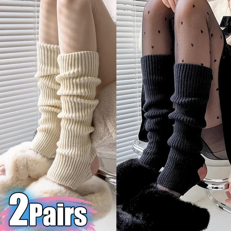 Description Picture 2 of item1/2pair Lolita Long Socks for Women Leg Warmers Knitted Stockings Warm Foot Cover Arm Leg Warmer Winter Crochet Socks Boot Cuffs