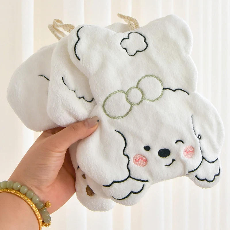 Description Picture 5 of itemSoft Double-thickness Hand Towel Hanging Quick-drying Absorbent Hand Towels Kawaii Flower Towel Bathroom Kitchen Accession 핸드타올