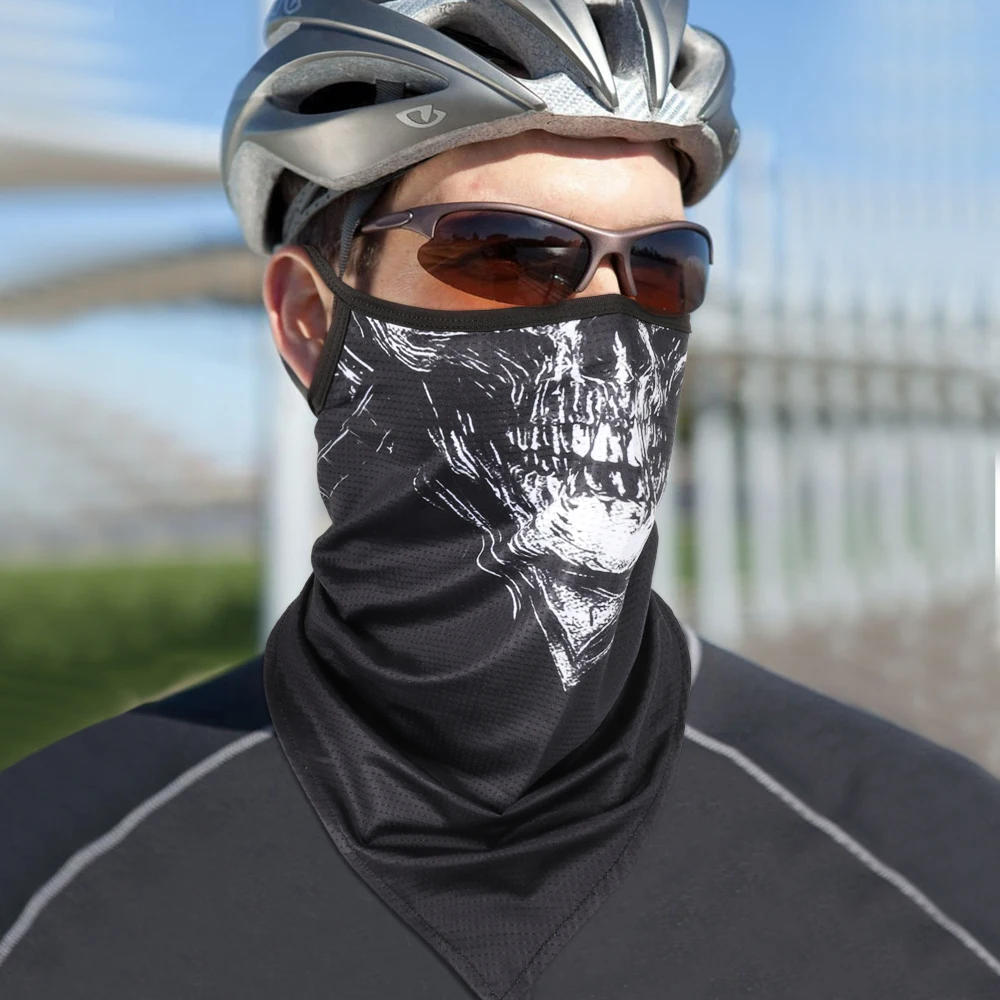 Description Picture 3 of item3D Skull Summer Bandana Hanging Ear Triangle Scarf Cycling Hiking Hunting Fishing Sports Bicycle Face Mask Neck Gaiter Men Women