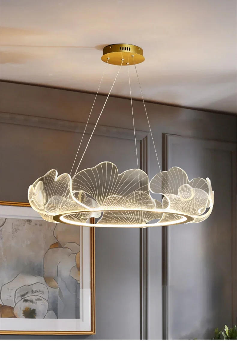 Description Picture 5 of itemModern Nordic Light Luxury Lotus Leaf Chandelier Postmodern Minimalist Living Room Dining Room Bedroom Pendant Lamp