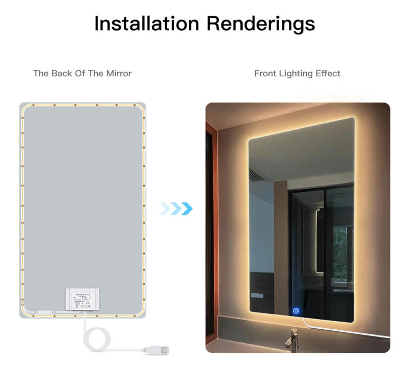 Description Picture 6 of itemLED Strip Light For Makeup Mirror Backlight USB 5V COB Lights For Vanity Bathroom Mirror Lighting With Touch Dimmable Switch