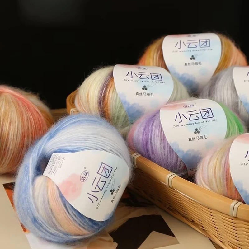 Description Picture 6 of item50g/Roll Gradient Mohair Wool Yarn for DIY  Crochet Hand Knitting Colorful Dyed Wool Blended Cashmere Yarn for Sweater Scarf