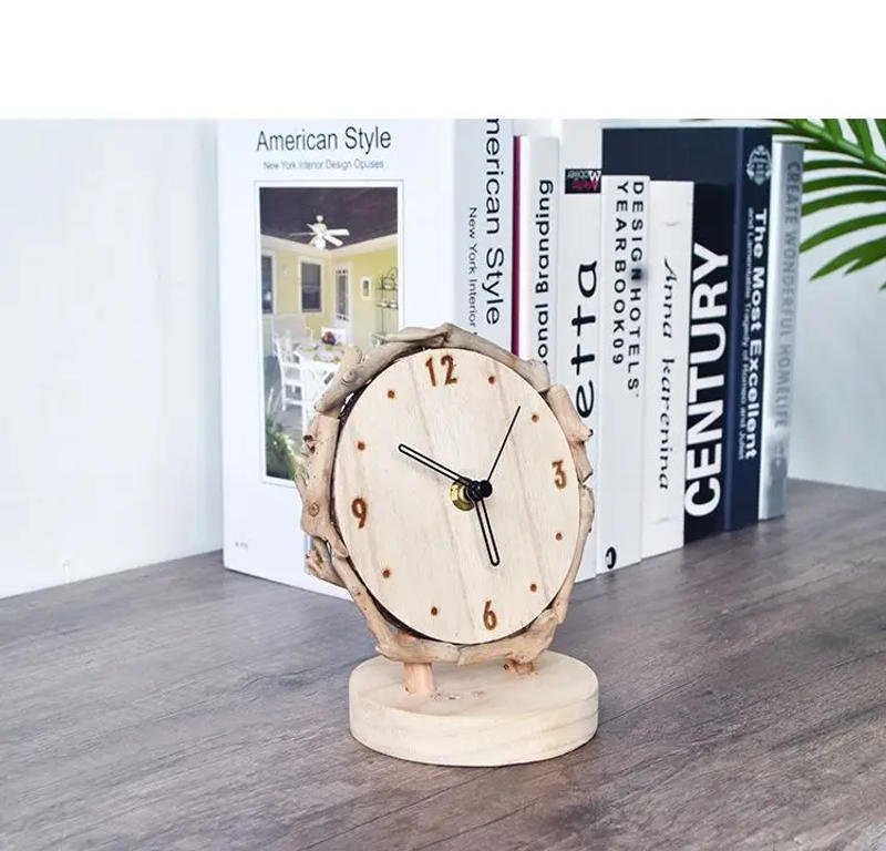 Description Picture 5 of itemLog Desk Clock Living Room Simple Desktop Ornament Clocks Creative Silent Table Clock Watch Home Decoration