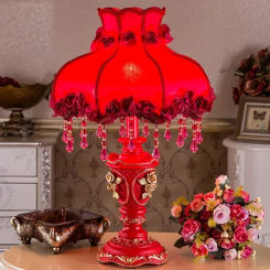 European Bedside Table Lamp Light Luxury Wedding Room Creative Warm Romantic Red Living Room Study Bedroom American Desk Lamp