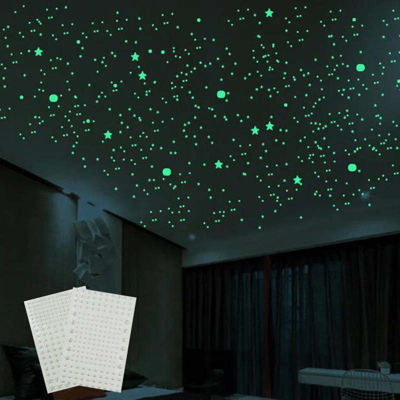 Description Picture 5 of item3D Luminous Wall Stickers Glow In The Dark Stars Moon Dots Sticker For Kids Room Bedroom Fluorescent Wall Decals Home Decoration