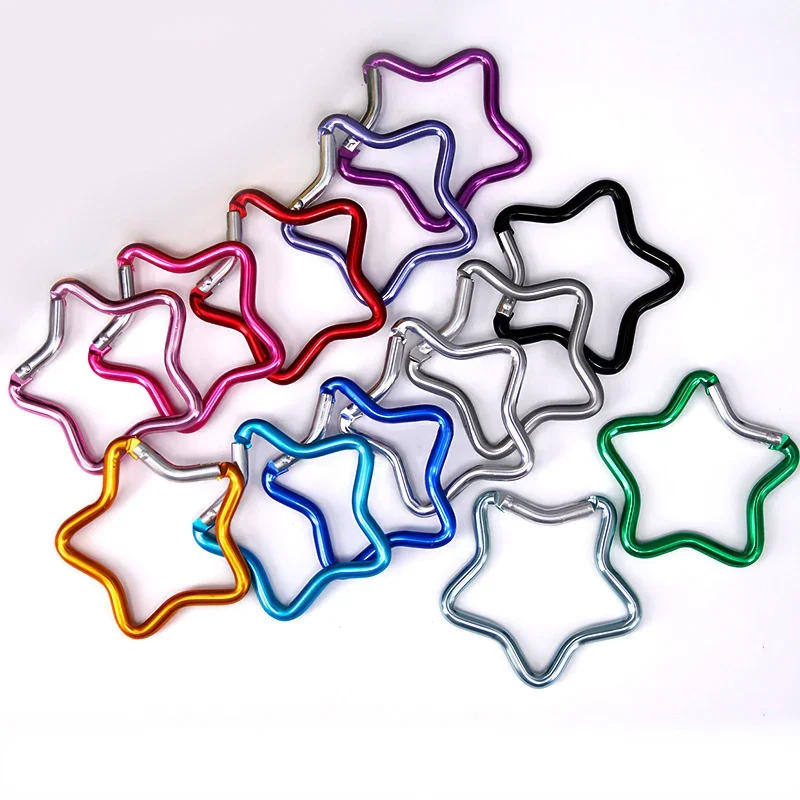 Description Picture 5 of item1Pc Pentagonal Star Shaped Aluminum Alloy Mountain Climbing Buckle Keychain Multifunctional Hook Making Accessories