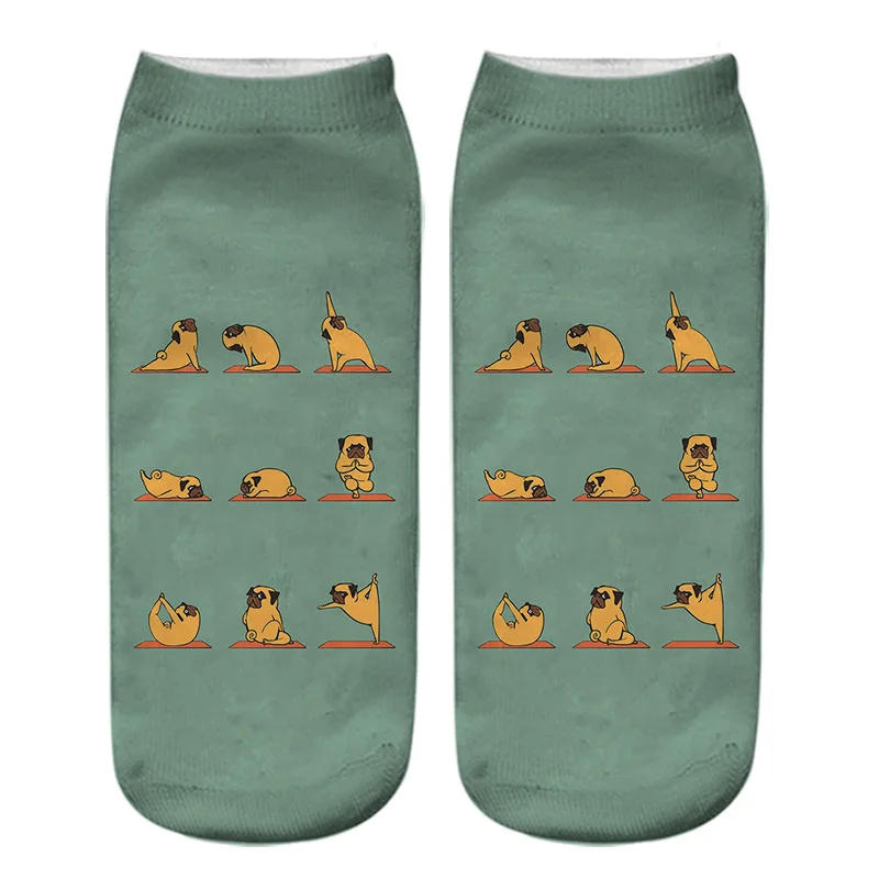 Description Picture 3 of itemKawaii 3D Pug Dog Print Short Socks Cotton Fashion Cute Japanese Soft Women Kawaii Animal Dogs Slippers Socks