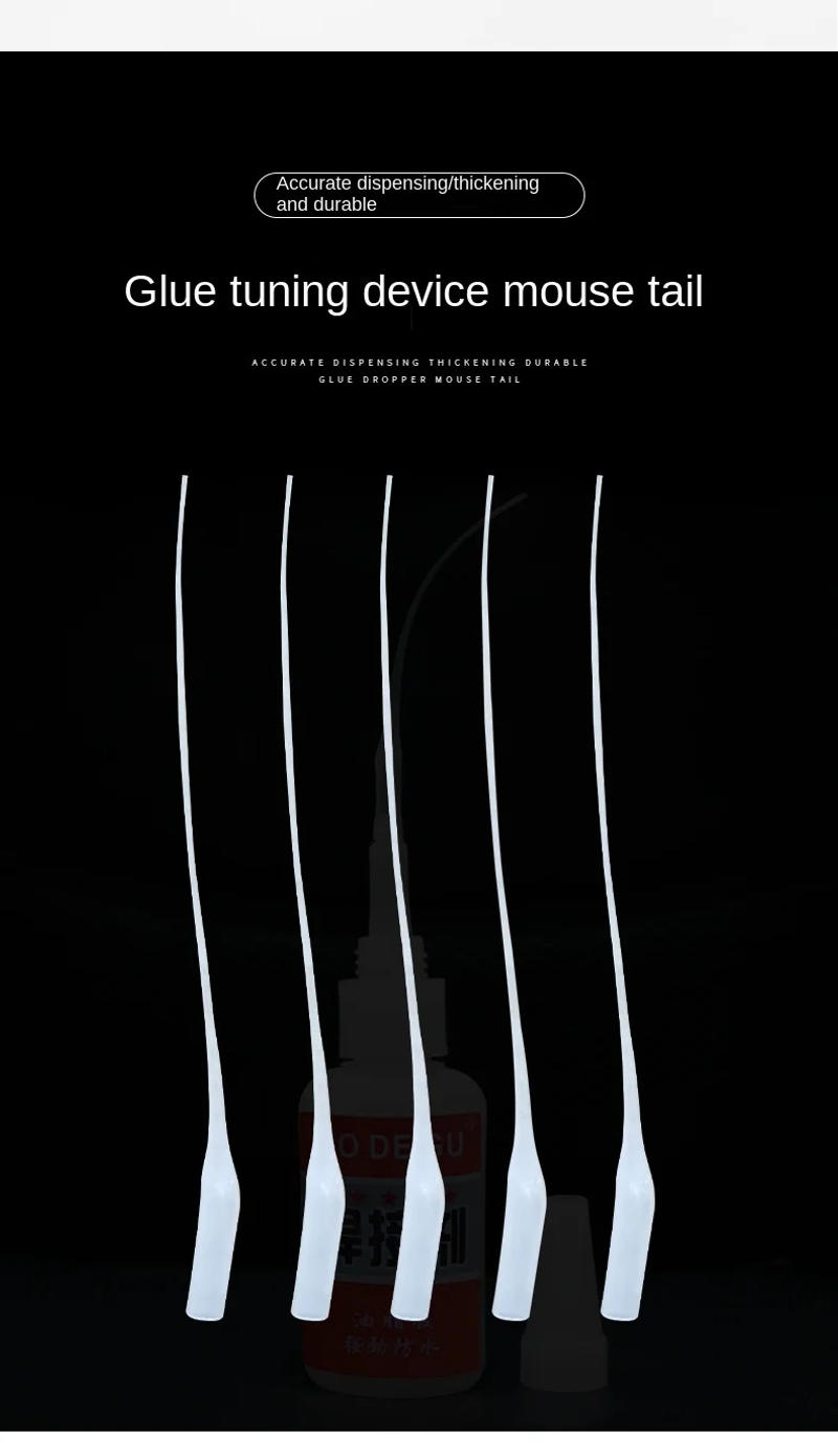 Description Picture 3 of item50/100Pcs Universal 502 Instant Super Glue Dropping Tube Nozzle Lengthened Needle Tube Bottle Cap Catheter Dropper Adhesive Tool