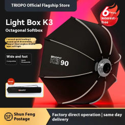 TRIOPO K3 55cm 65cm 90cm 120cm Foldable Octagon Softbox Bracket Mount Soft box Handle for Godox Yongnuo Speedlite Flash Light