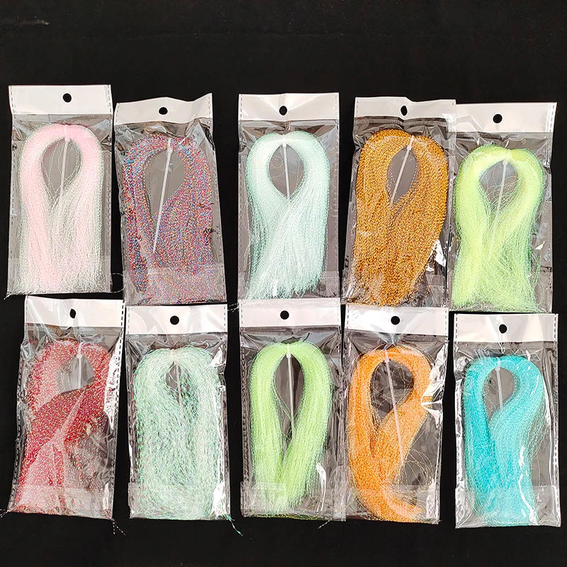 Description Picture 2 of item5g/bag Flies Tying Crystal Flash Holographic Tinsel Krystal Flashabou Sparkle Dry Streamer Fly Fishing Tying String Materials