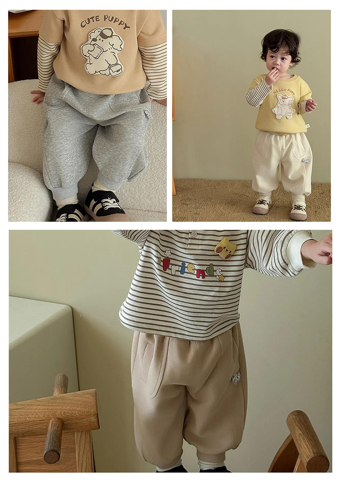 Description Picture 5 of itemChildren's Casual Pants 2025 New Autumn Baby Korean Version Autumn Pants Boys' Solid Color Knitted Sports Pants