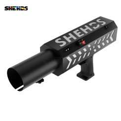SHEHDS IP20 Aluminum Alloy Body Rechargeable Single Hole RGB Confetti Machine with LED Lighting Effects for Stage Performance