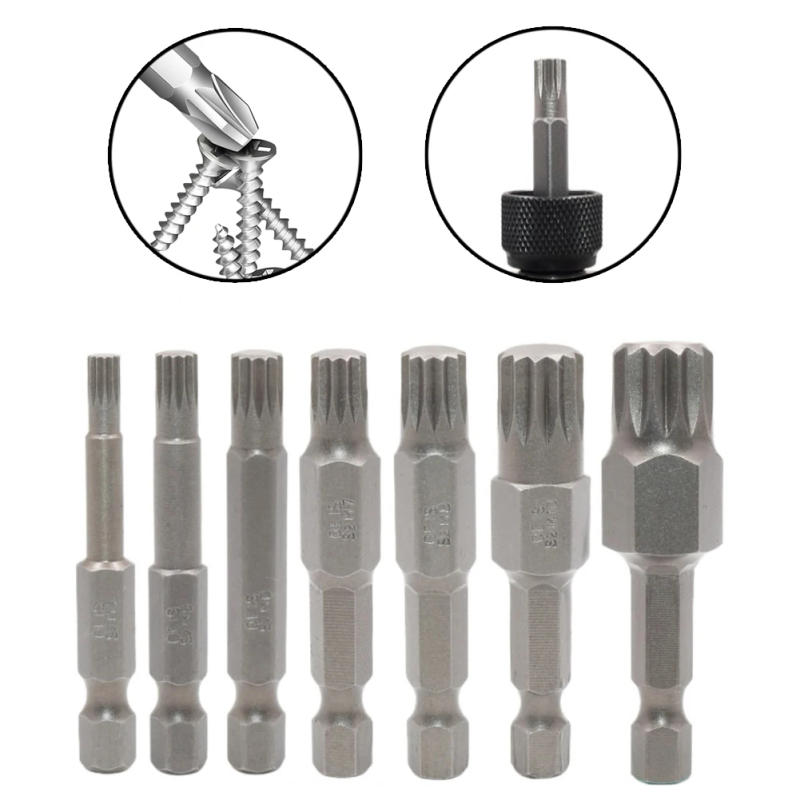 Description Picture 5 of item1pc 50mm 12 Point Torx Screwdriver Bit 1/4'' Hex Shank Security Torx Bits Drill Magnetic Electric Screwdriver Bit M5 M6 M7 M8