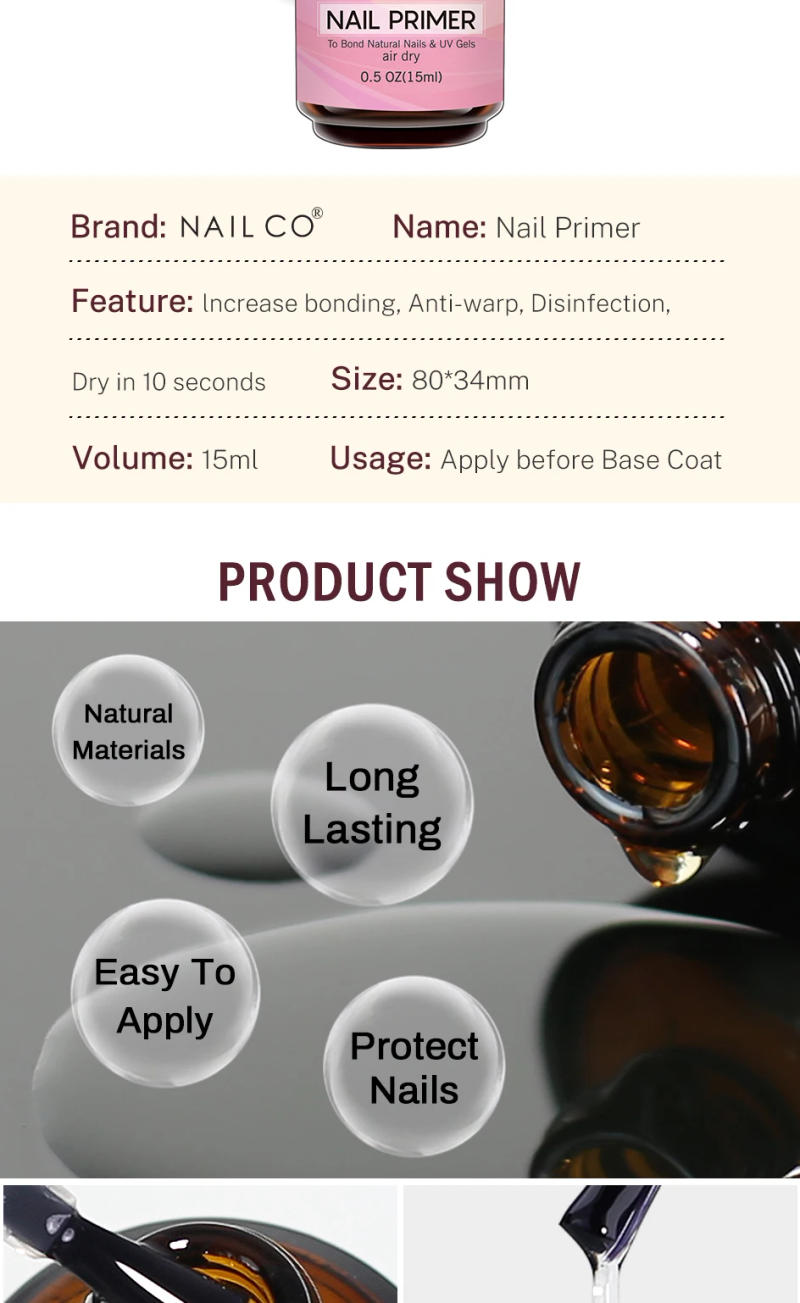 Description Picture 3 of itemNAILCO 15ml Top Coat Base Coat Nail Gel Polish Primer Magic Remover 4pcs/Set UV Nail Lakiery Esmalte LED Nails Art Design Vernis