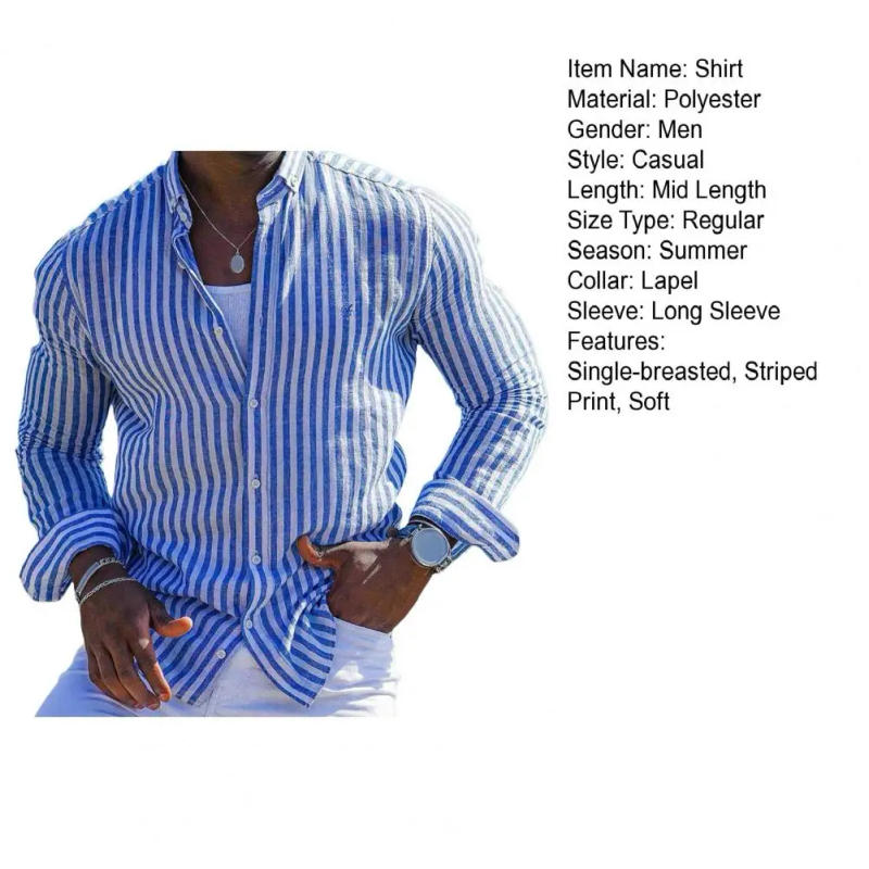 Description Picture 3 of itemCasual Slim Fit Shirt Men Shirt Men's Slim Fit Hawaiian Style Dress Shirt with Long Sleeves Single-breasted Design for Vacation