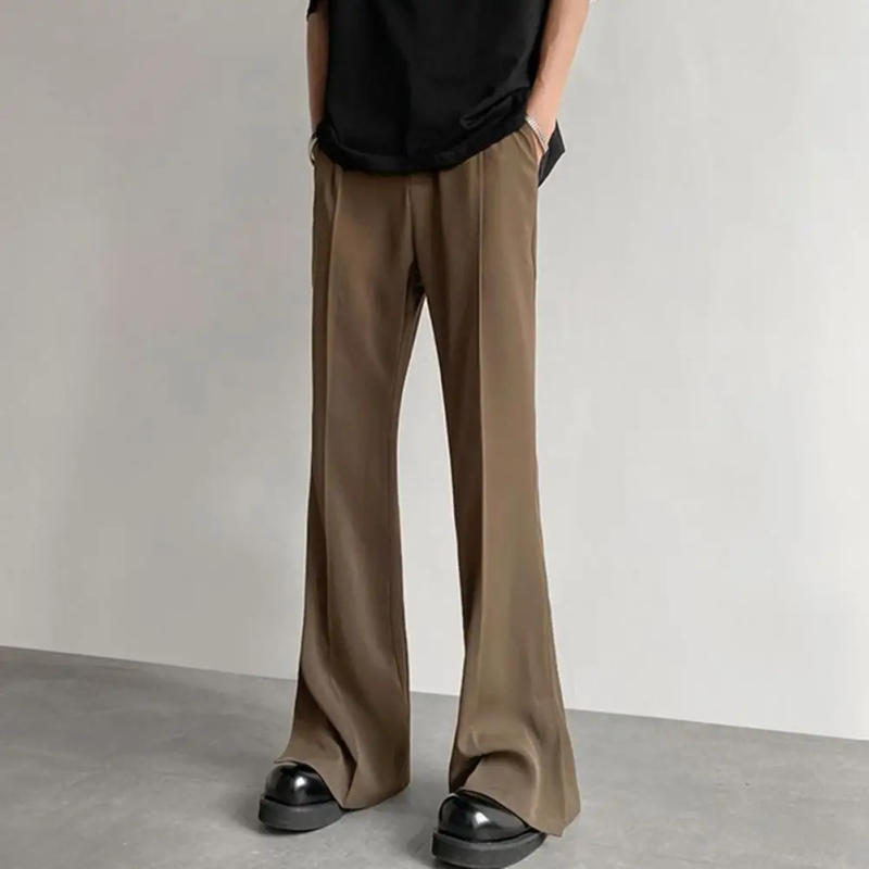 Description Picture 4 of itemMen Solid Color Suit Pants Versatile Men's Suit Pants Wide Leg Mid Waist Pockets for Office Wear Business Style Trousers Men