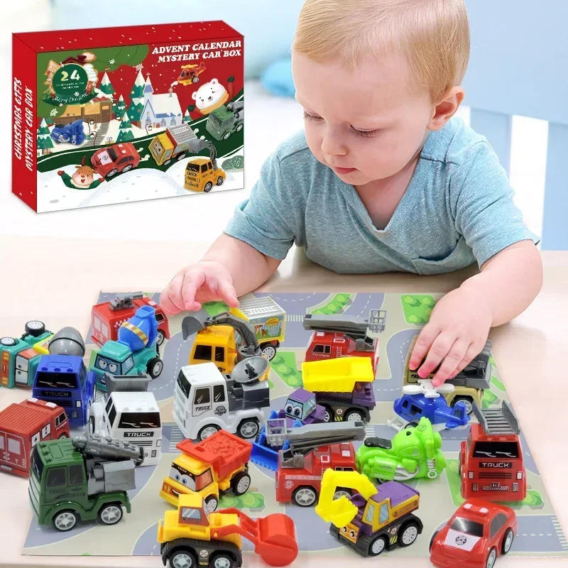 Description Picture 4 of item24Days Christmas Advent Calendar Car Toys Military Engineering Fire Truck Car Toys 2025 Countdown Calendar Gift Box for Kids