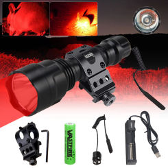 C8 Rifle Hunting Flashlight Scout Light C8 Varmint Predator Handheld Torch+Charger+18650+Swtich+Clip Mount