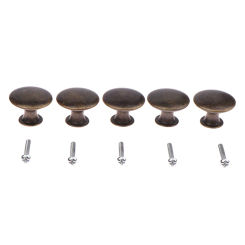 5Pcs/set Vintage Cabinet Knobs With Screws Knob Round Zinc Alloy Drawer Pulls Antique Bronze Cupboard Door Single Hole Pull