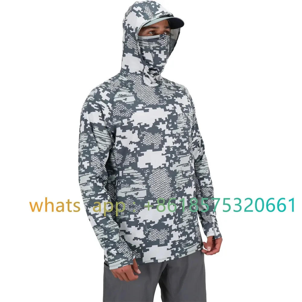 Description Picture 4 of itemAftco Fishing Hoodie Shirt For Men And Women Long Sleeve Fishing Hiking Shirt Fishing Hiking Shirt With Mask  Uv Neck Gaiter Top