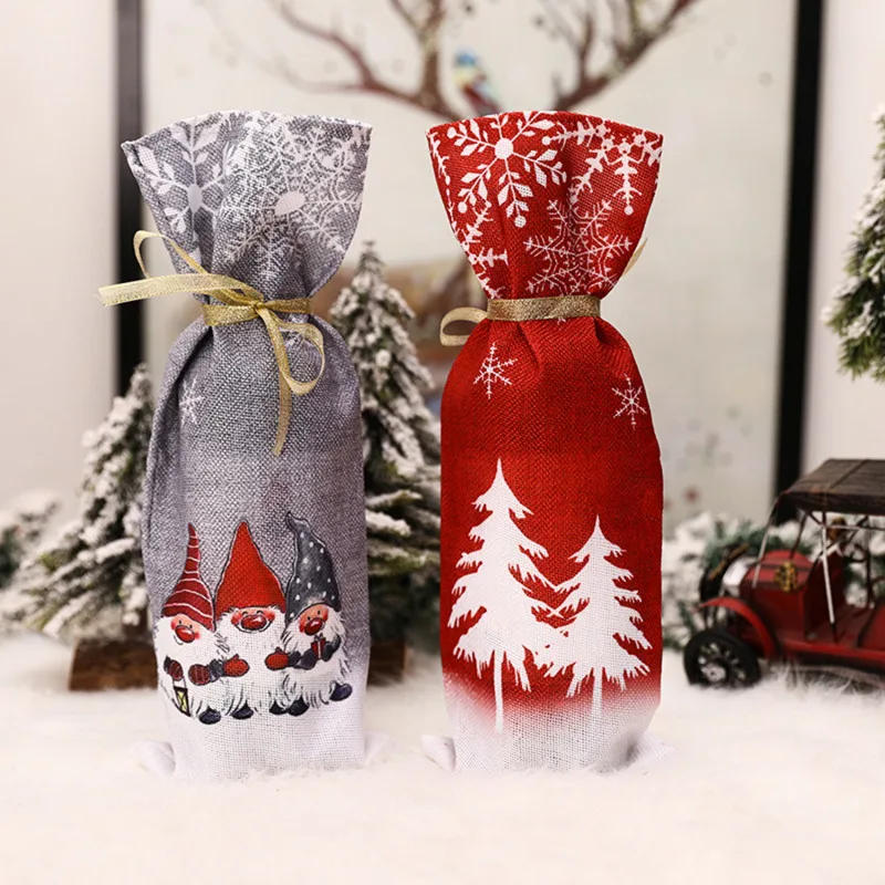 Description Picture 4 of itemChristmas Wine Bottle Covers Bag Santa Claus Wine Champagne Bottle Cover Sleeve Merry Christmas New Year Table Decorations