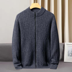 New Arrival Fashion Autumn/Winter 100% Cashmere Men's Large Jacquard Knitted Cardigan V-neck Thickened Sweater Coat Size S-4XL